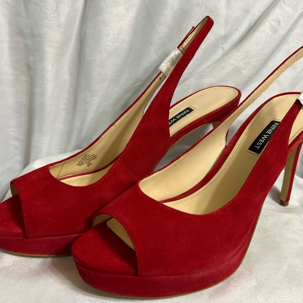 Nine West Strappy Heels: Red, Size 10